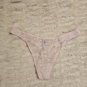 PINK Lace Bling Strap Thong Small